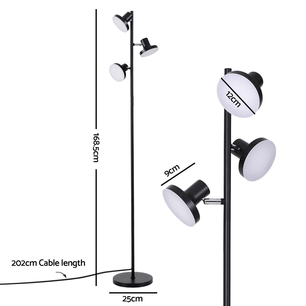 Artiss RGB Floor Lamp LED with 3 Swivel Lights Color Changing Remote Stepless