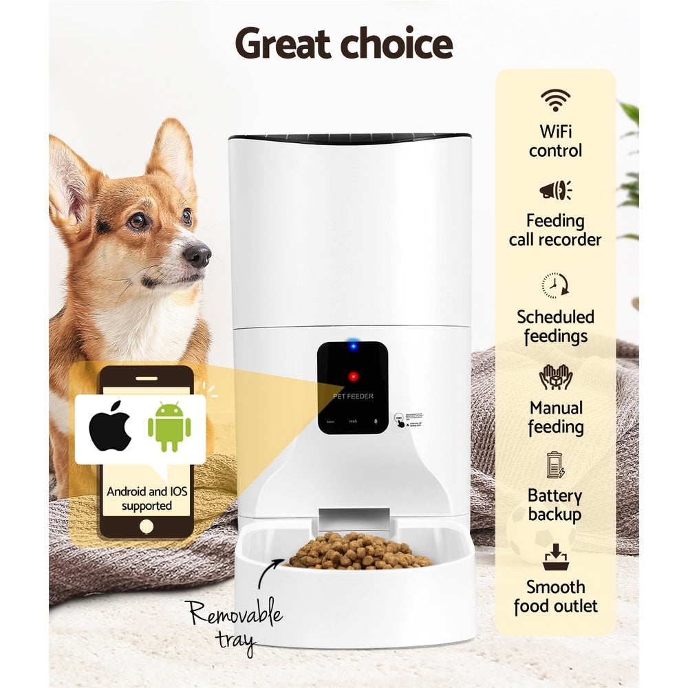i.Pet 9L Smart WiFi Automatic Pet Feeder, White