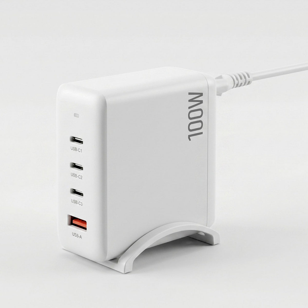 Devanti USB C Charger 100W Fast 4 Port GaN Desktop Station White