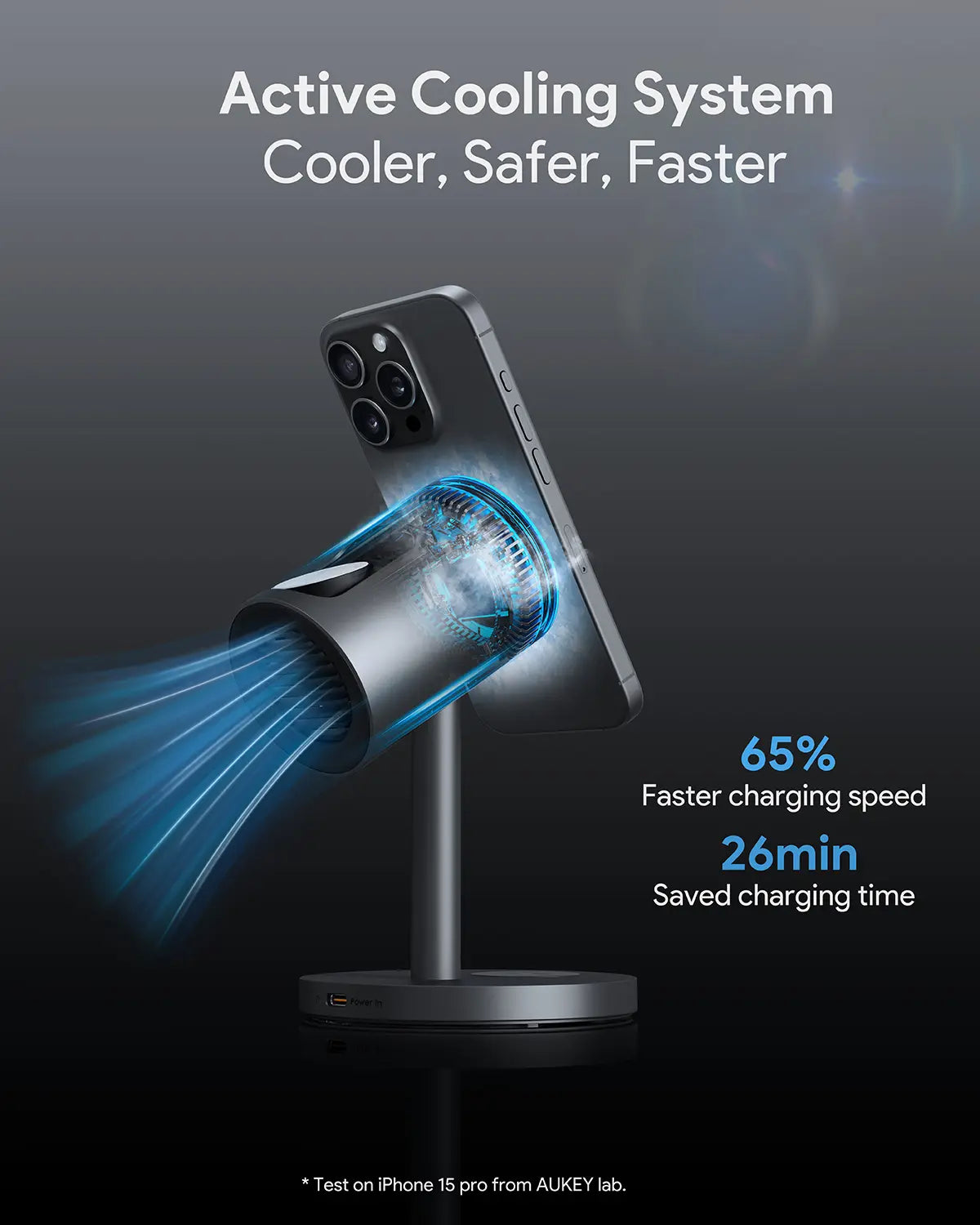 AUKEY MagFusion 3-in-1 Pro Qi2 15W Wireless Charging Station with Active Cooling for iPhone – LC-MC311A 2