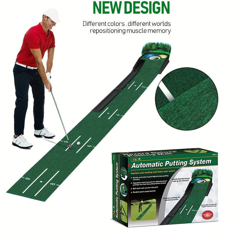 Golf Putting Mat Set with Ball Return System