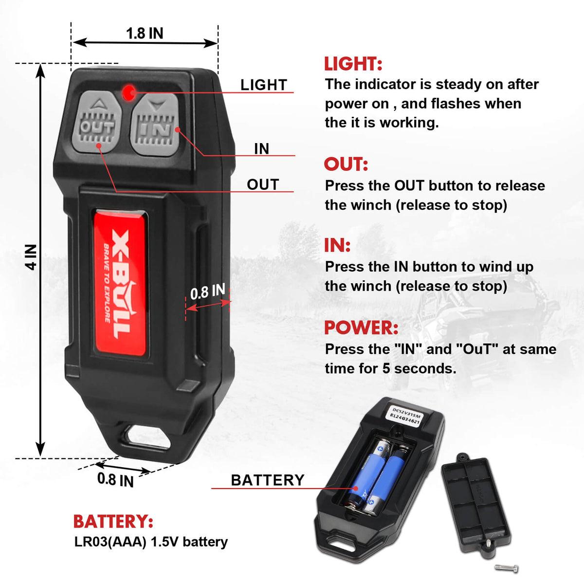 X-BULL 12V Winch Remote Control Twin Handset Easy to Install Upgrade Remotes 5