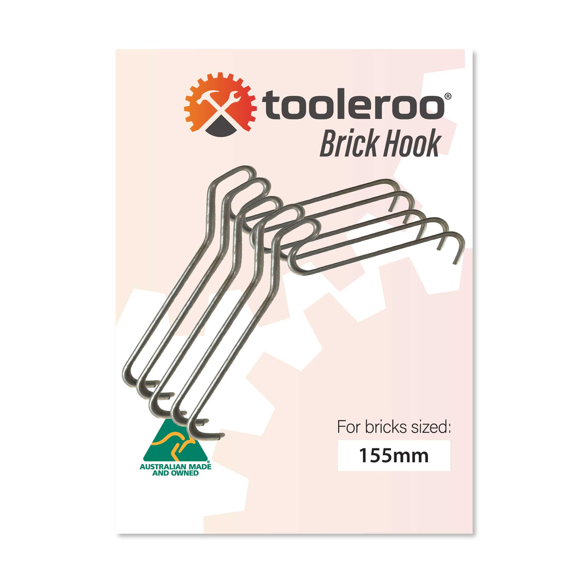 Tooleroo 5 Pack 155-165mm (6-6.5") Brick Hooks - Wall Clips Hangers