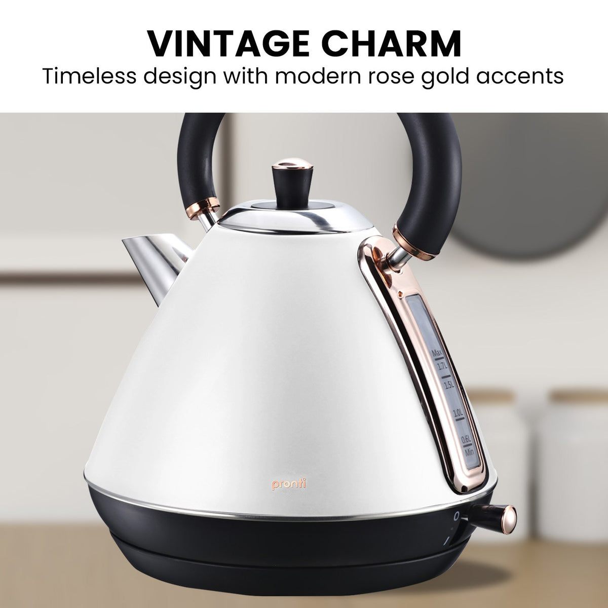 Pronti 1.7L Rose Trim Collection Kettle