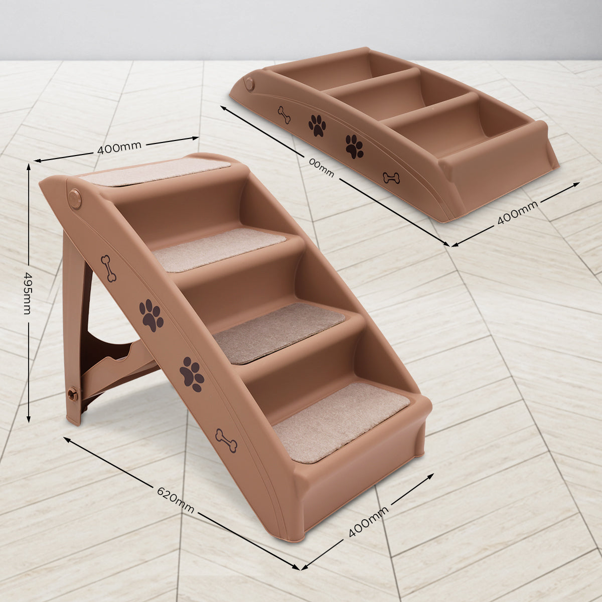 Furtastic 50cm Foldable Pet Stairs, Brown