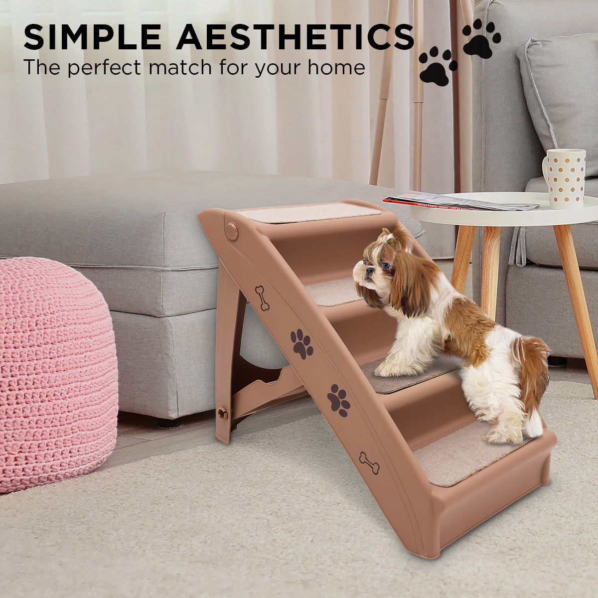 Furtastic 50cm Foldable Pet Stairs, Brown