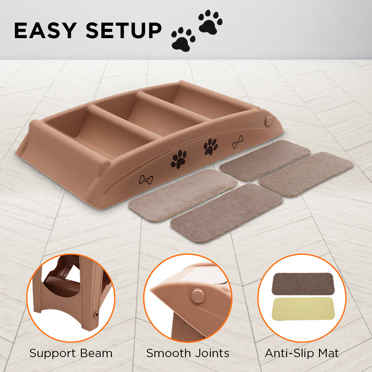 Furtastic 50cm Foldable Pet Stairs, Brown