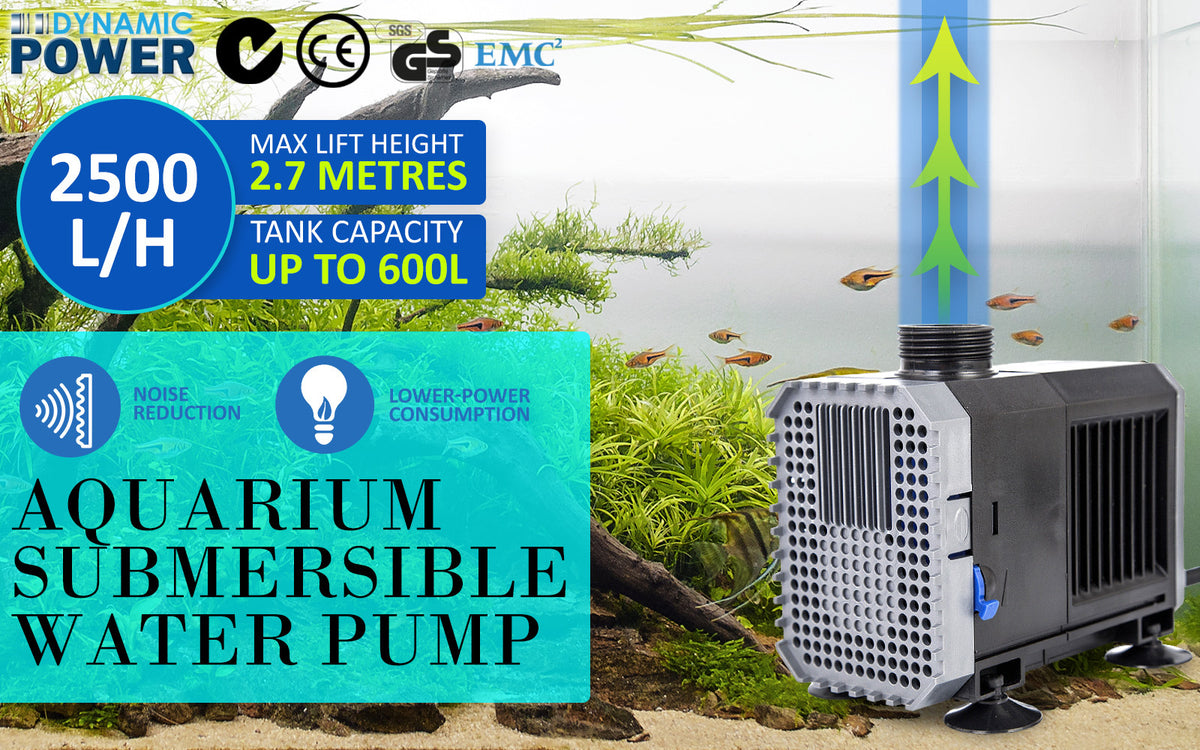 Dynamic Power Aquarium Submersible Pond Water Pump 2500L/H 45W 2.7m