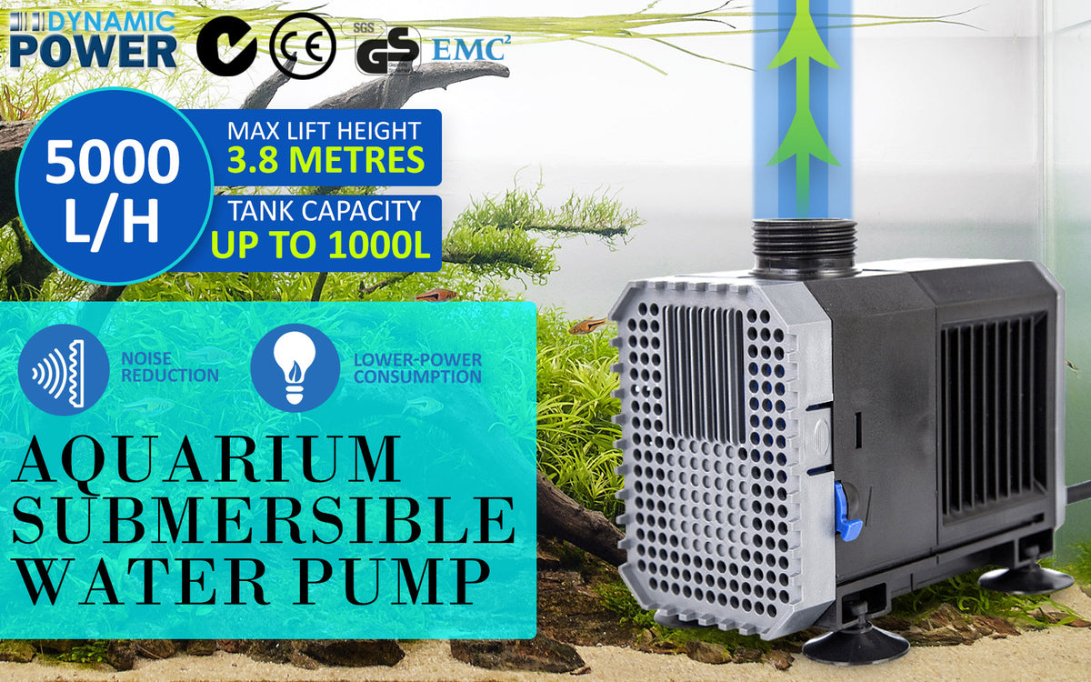 Dynamic Power Aquarium Submersible Pond Water Pump 5000L/H 80W 3.8m