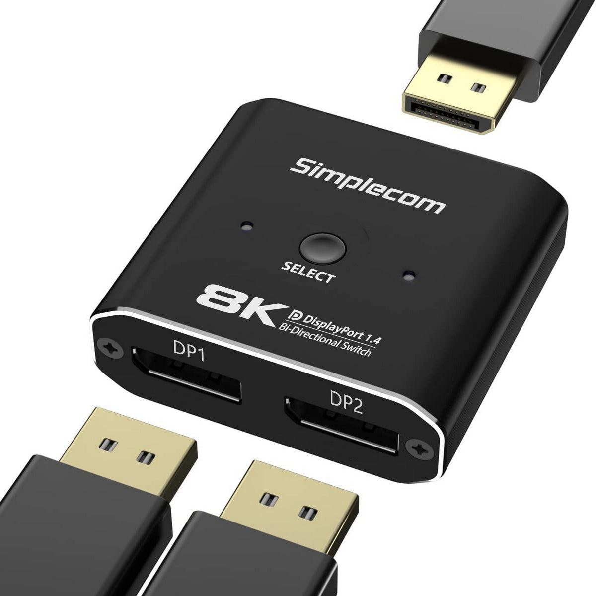Simplecom CM202 Bi-Directional 2 Way DisplayPort Switch Selector DP 1.4 8K 3