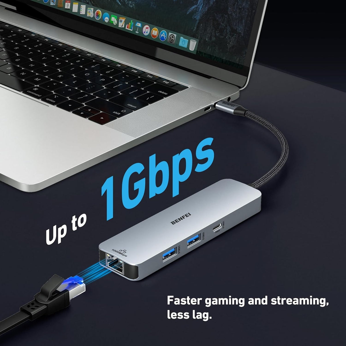 BENFEI 6-in-1 USB C Hub HDMI 4K, 3x USB 3.0, SD/TF Card Reader, 60W PD