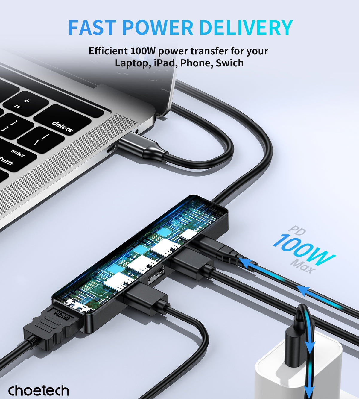 CHOETECH 5-in-1 USB-C Hub (HUB-M80)