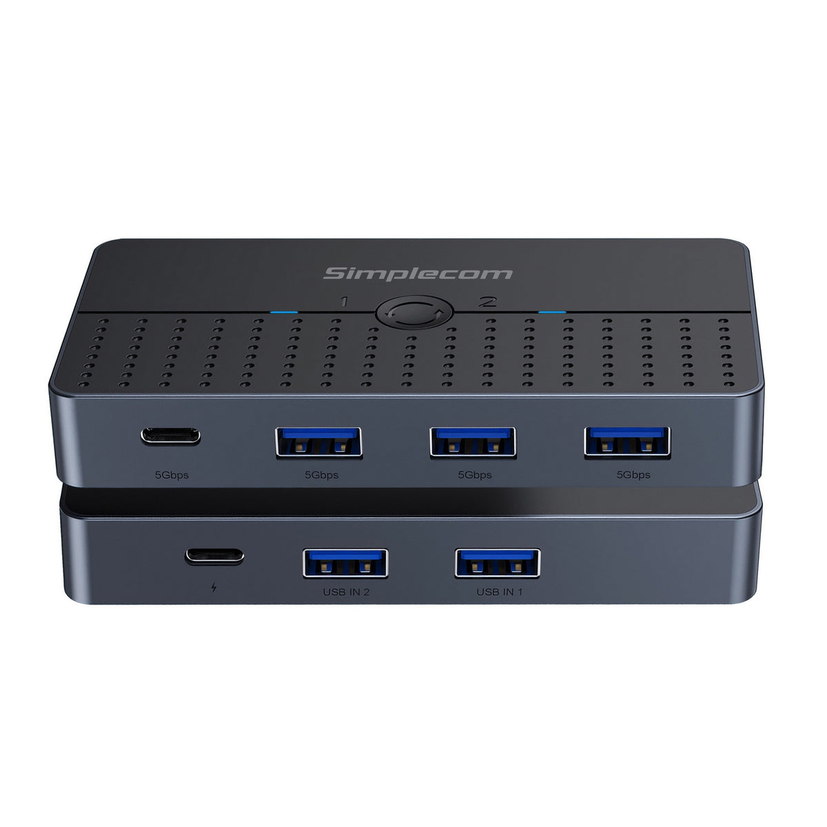 Simplecom KM320 2-Way SuperSpeed USB Switch 4-Port Hub with USB-C USB 3.0 5Gbps
