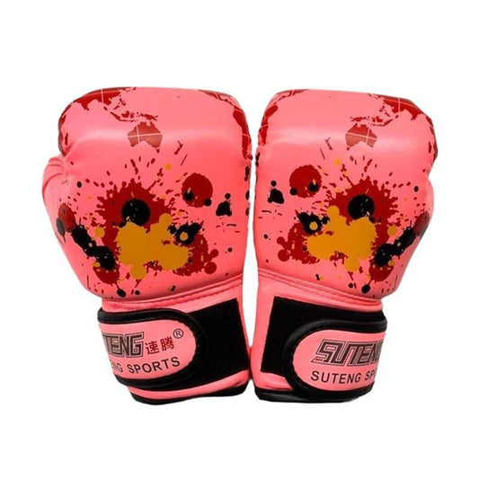 Boxing Sparring Training Gloves MMA Kickboxing Punching Gloves for Practice Sessions - Pink [Map Pattern]