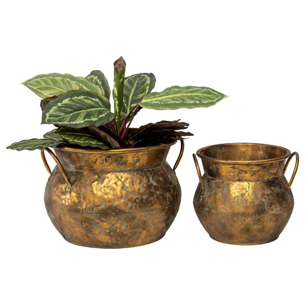 Set 2 Antique Lustre Pots 37cm