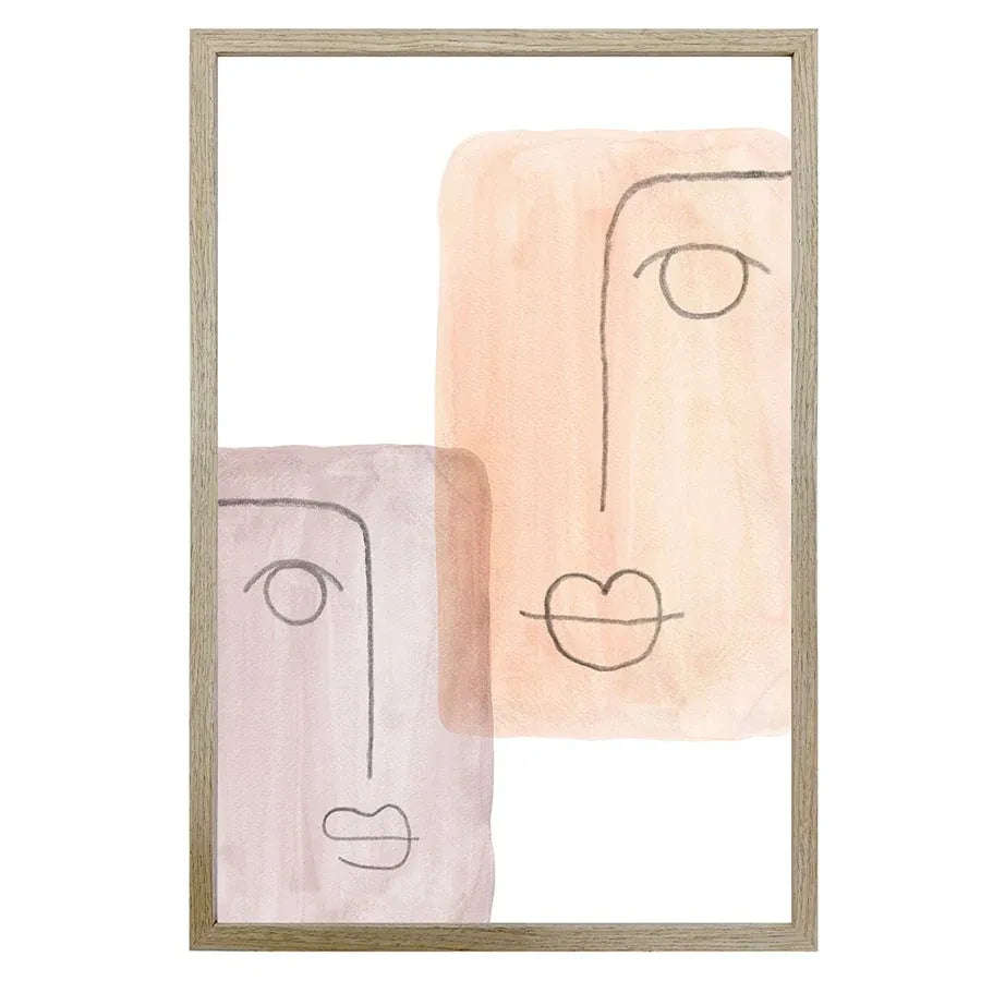 Mixed Emotions Wall Print w Oak finish frame & glass 90cm