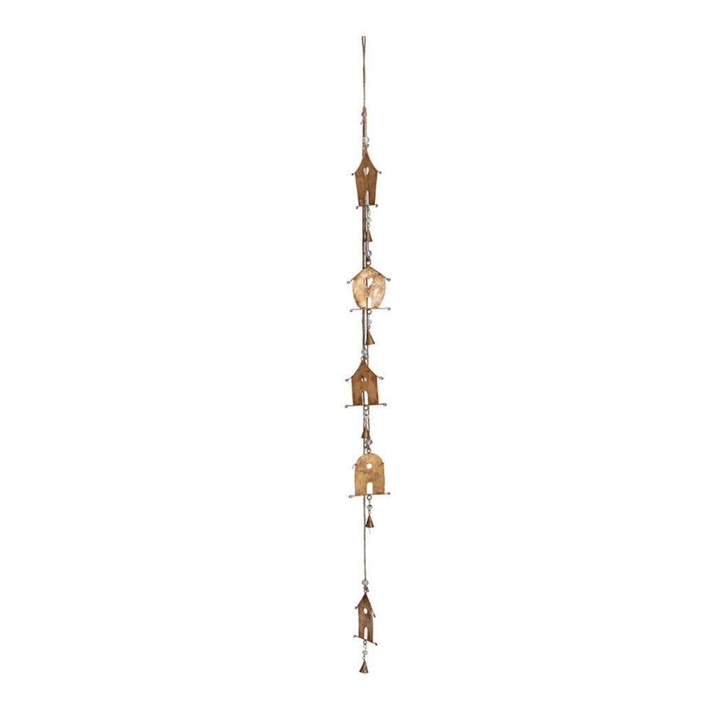 Handcrafted Houses w Bells Hanging Mobile 145cm