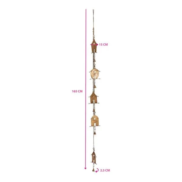 Handcrafted Houses w Bells Hanging Mobile 145cm