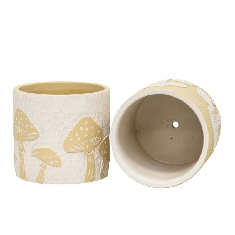 Set 2 Asst Mushroom Planters w Hole + Plug 17cm