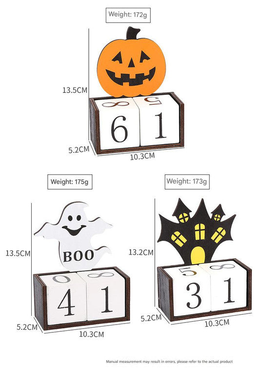 Halloween Pumpkin Countdown Blocks, Wooden Perpetual Calendar 3