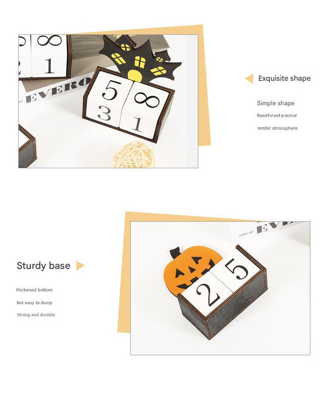Halloween Ghost Countdown Blocks, Wooden Perpetual Calendar 4