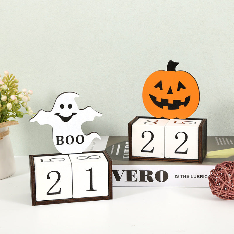 Halloween Castle Countdown Blocks, Wooden Perpetual Calendar 6