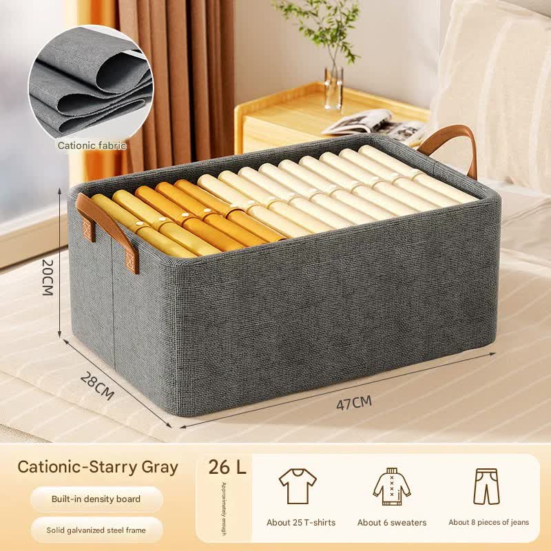 2-Pack Foldable Fabric Storage Bins, 26L Steel Frame with Handles, Grey