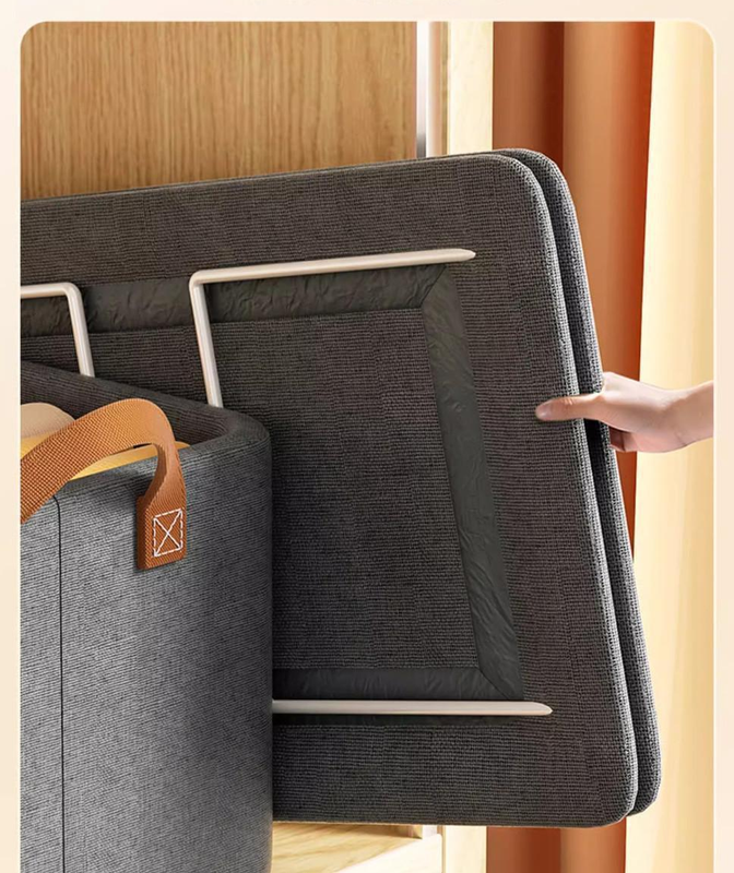 2-Pack Foldable Fabric Storage Bins, 26L Steel Frame with Handles, Grey 5