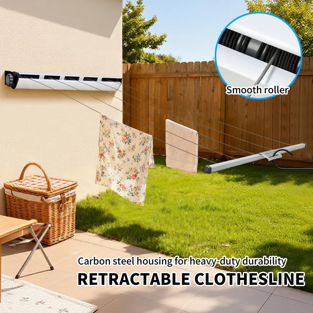 Alston 5-Line Retractable Clothesline 10m, Wall-Mounted