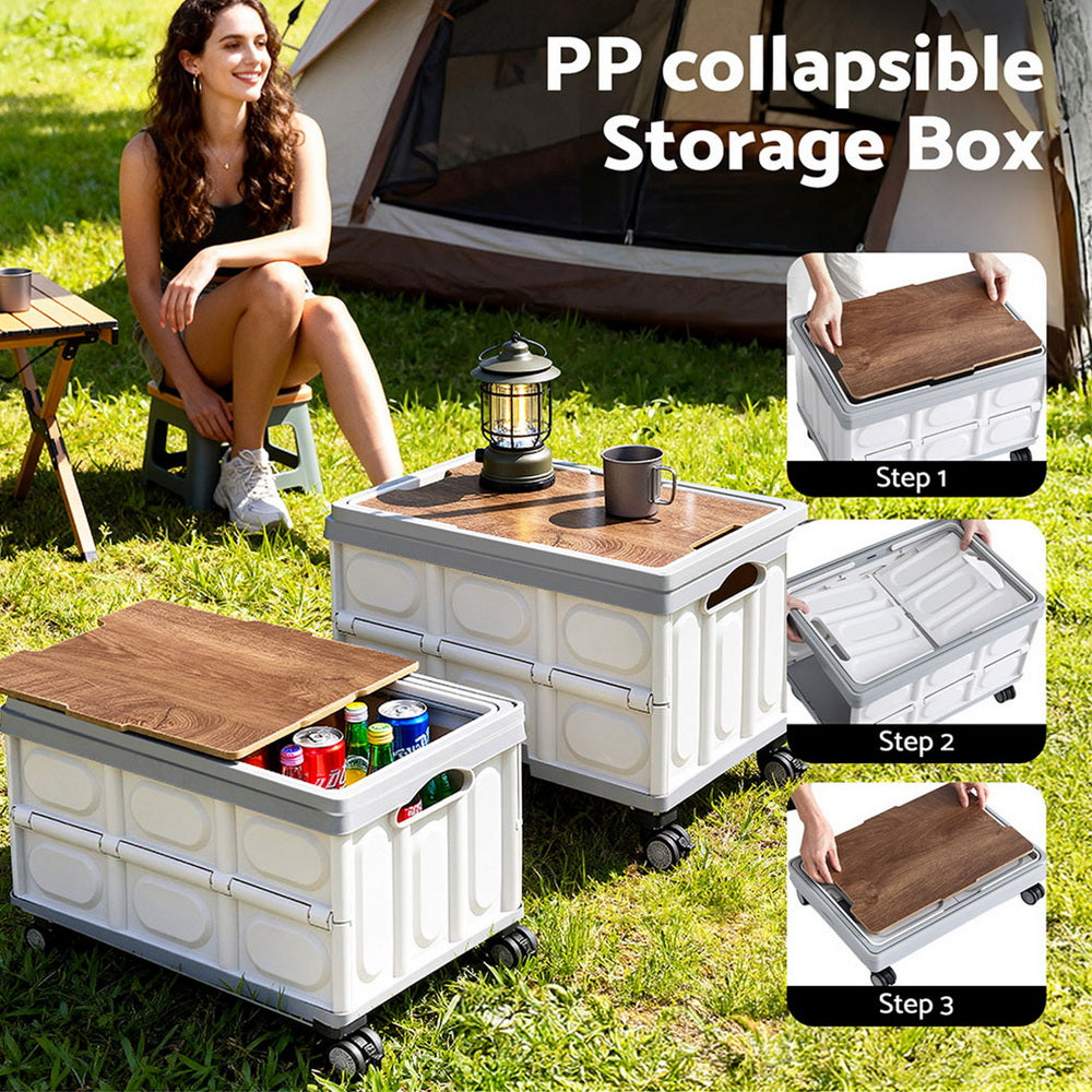 Gardeon Collapsible Outdoor Storage Box 54L with Wheels