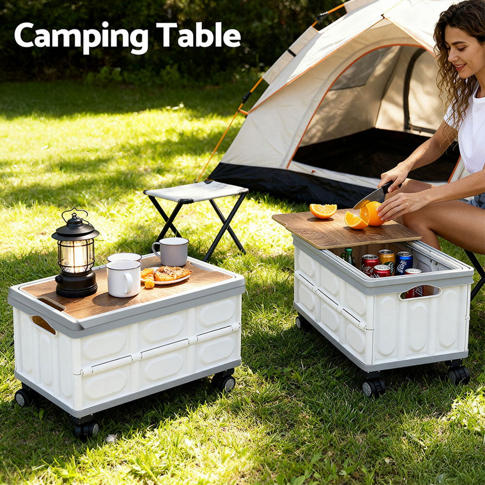 Gardeon Collapsible Outdoor Storage Box 54L with Wheels
