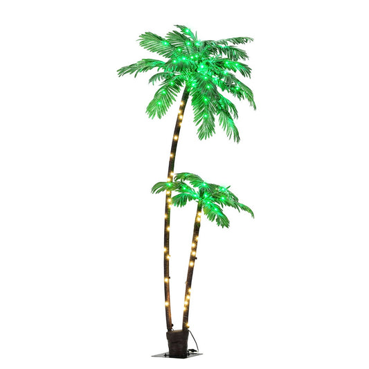 Jingle Jollys 2.1m Pre-Lit Christmas Palm Tree, 130 Warm LEDs