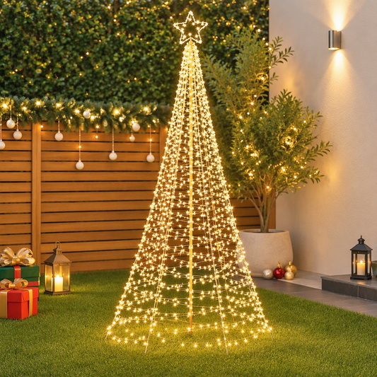 Jingle Jollys 3.6m Solar Christmas Tree, 800 Warm White LED Net Lights