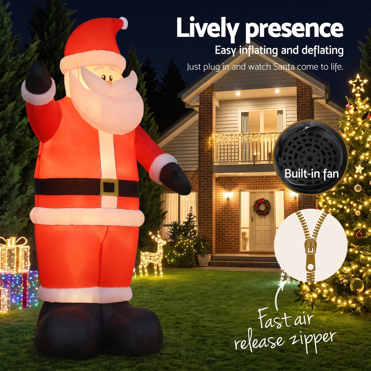 Jingle Jollys 5m Inflatable Santa with LED Lights
