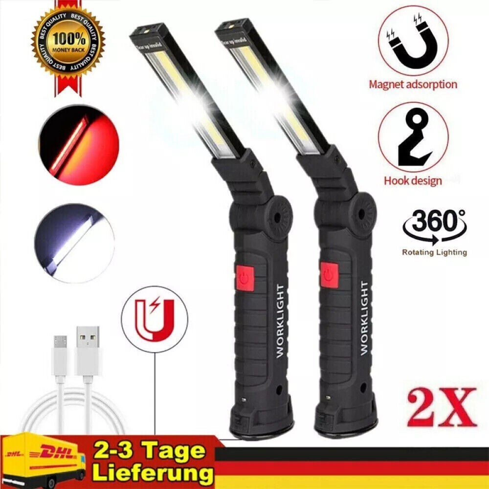 USB Rechargeable LED Work Light Torch Flashlight