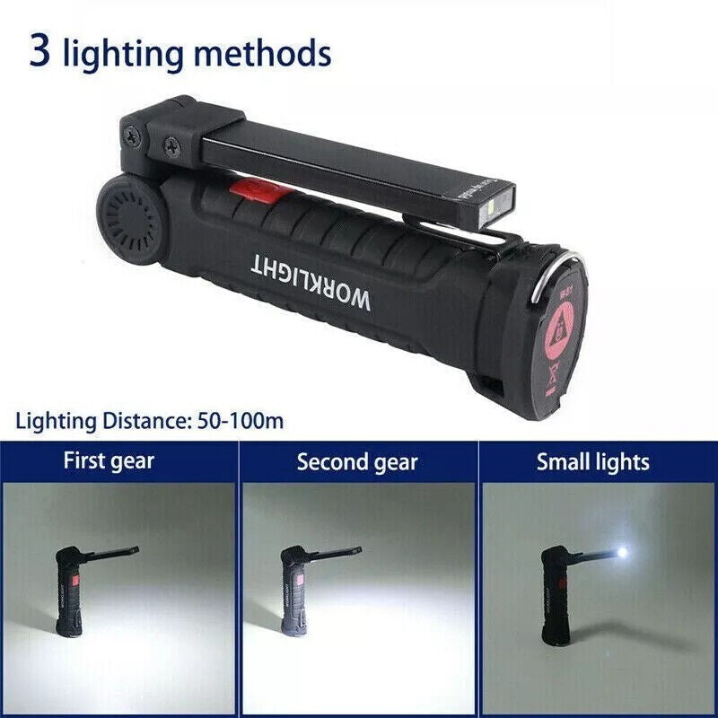 USB Rechargeable LED Work Light Torch Flashlight