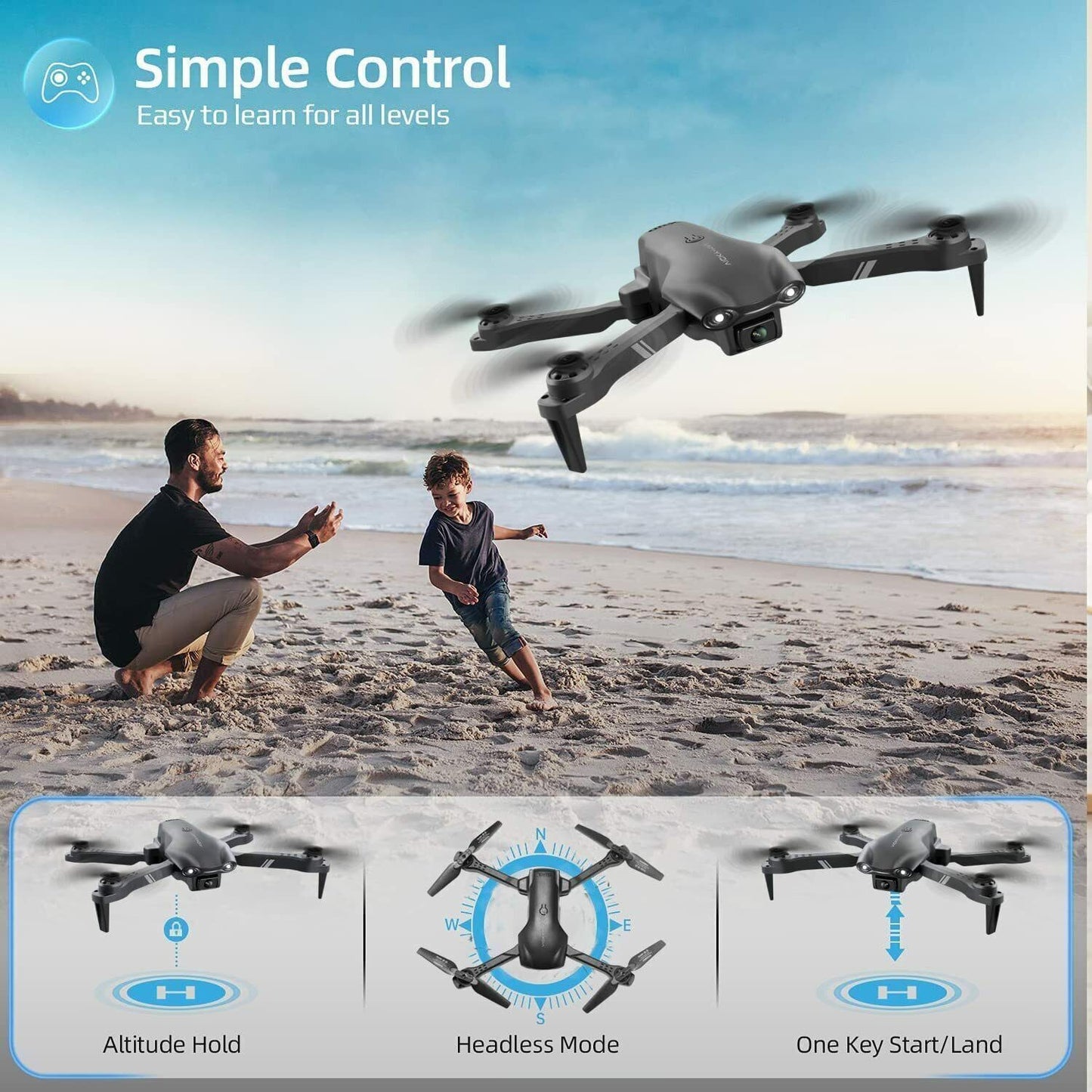 Drone with 6K HD Dual Camera WiFi FPV Camera Drone ,2 Battery.
