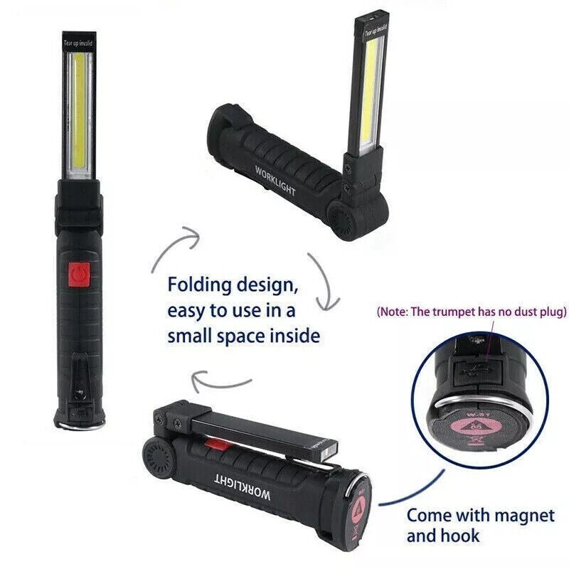 USB Rechargeable LED Work Light Torch Flashlight